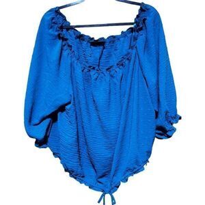 NWOT Lane Bryant Half Sleeve Off Shoulder‎ Cropped Blouse Teal Plus Size 26/28